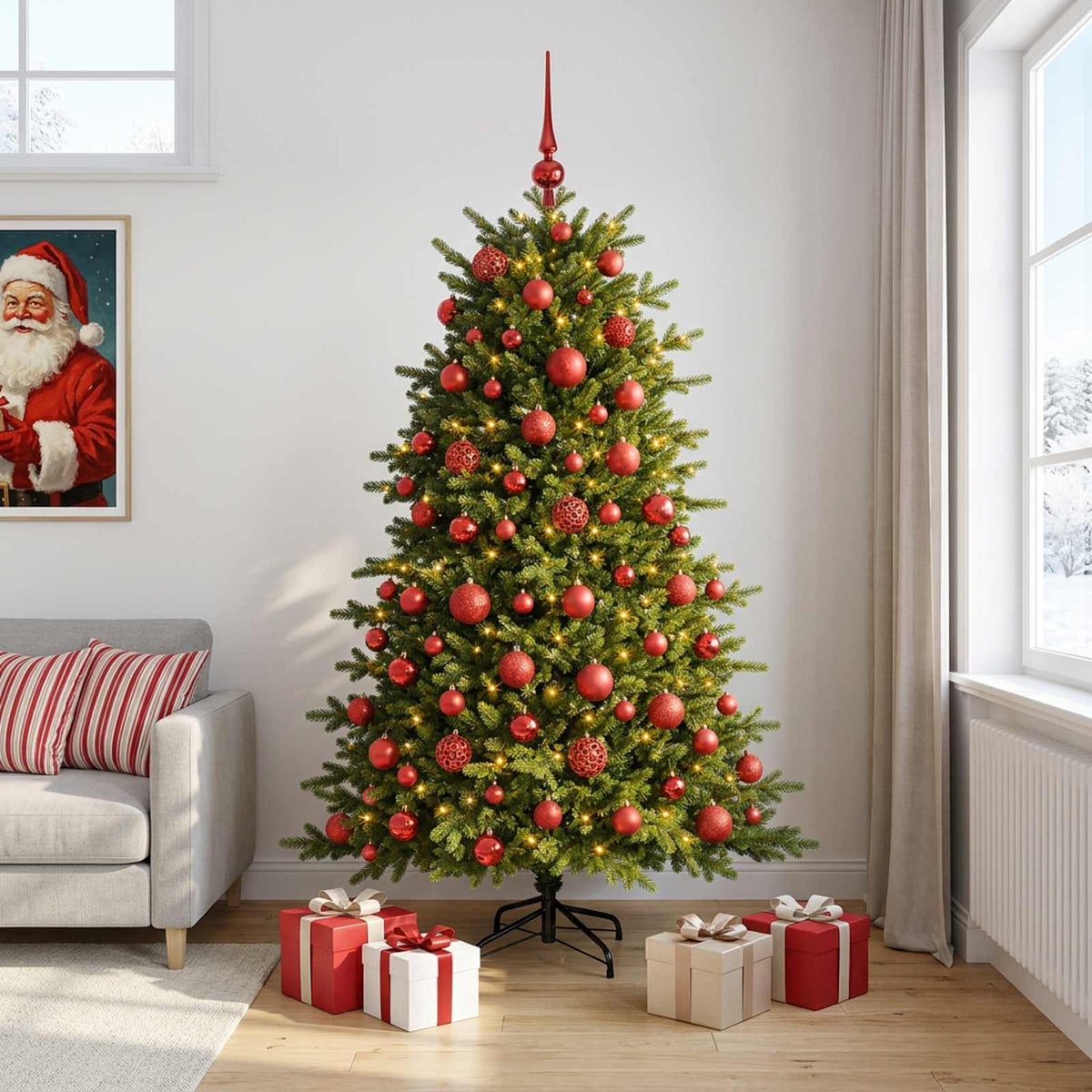 vidaXL Artificial Christmas Tree with Bauble 240 cm 300 LEDs 3