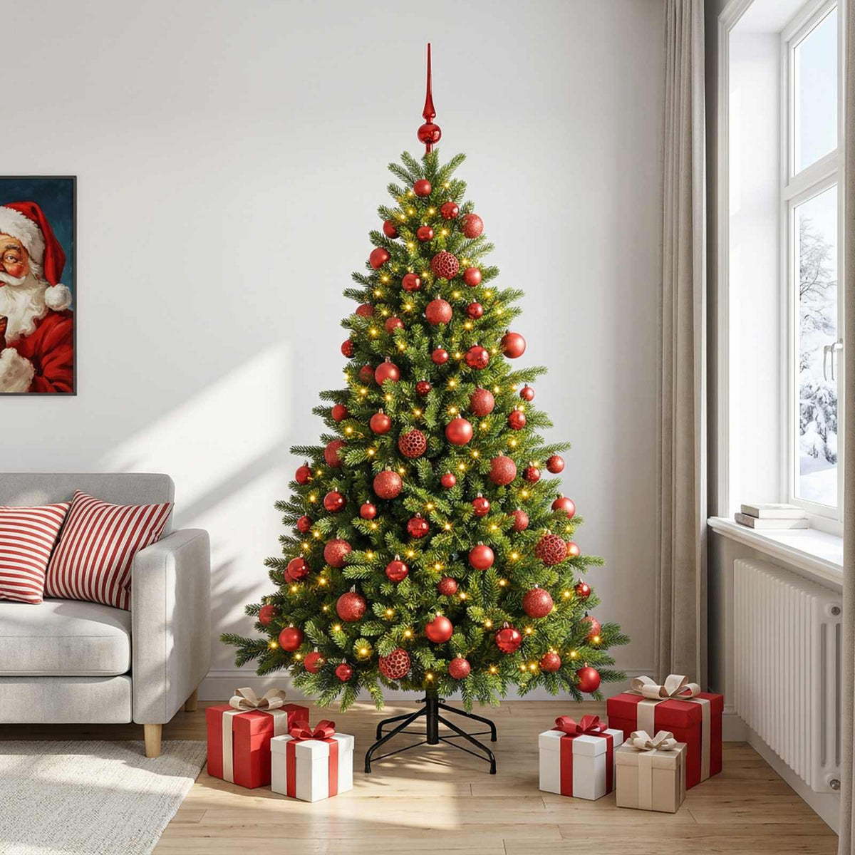 vidaXL Artificial Christmas Tree with Bauble 240 cm 300 LEDs 1