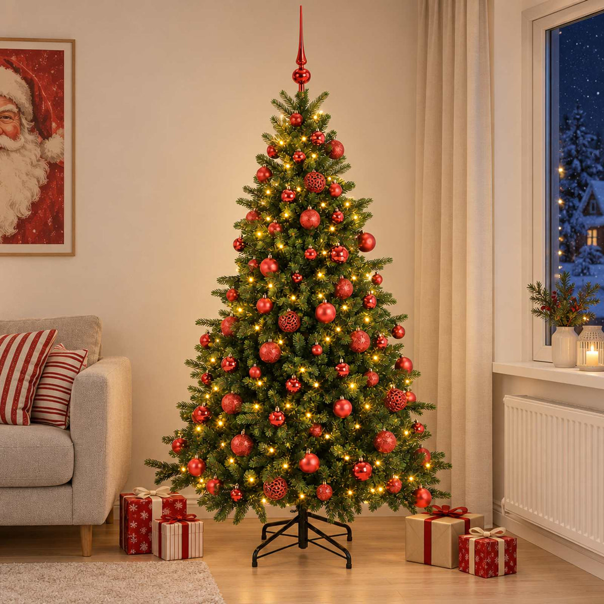 vidaXL Artificial Christmas Tree with Bauble 240 cm 300 LEDs 3