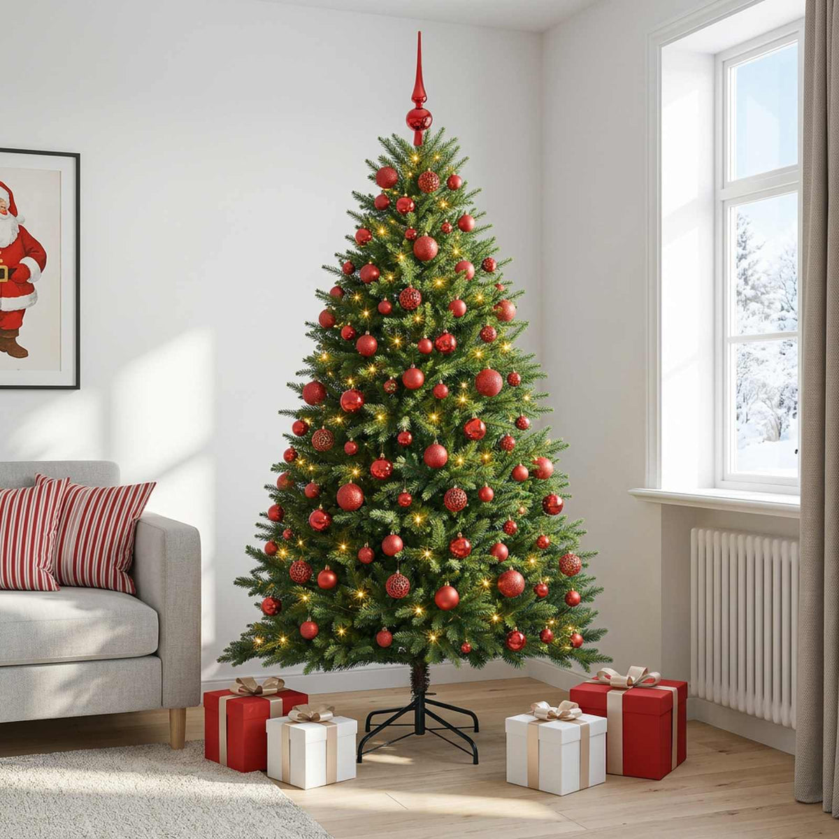 vidaXL Artificial Christmas Tree with Bauble 240 cm 300 LEDs 3