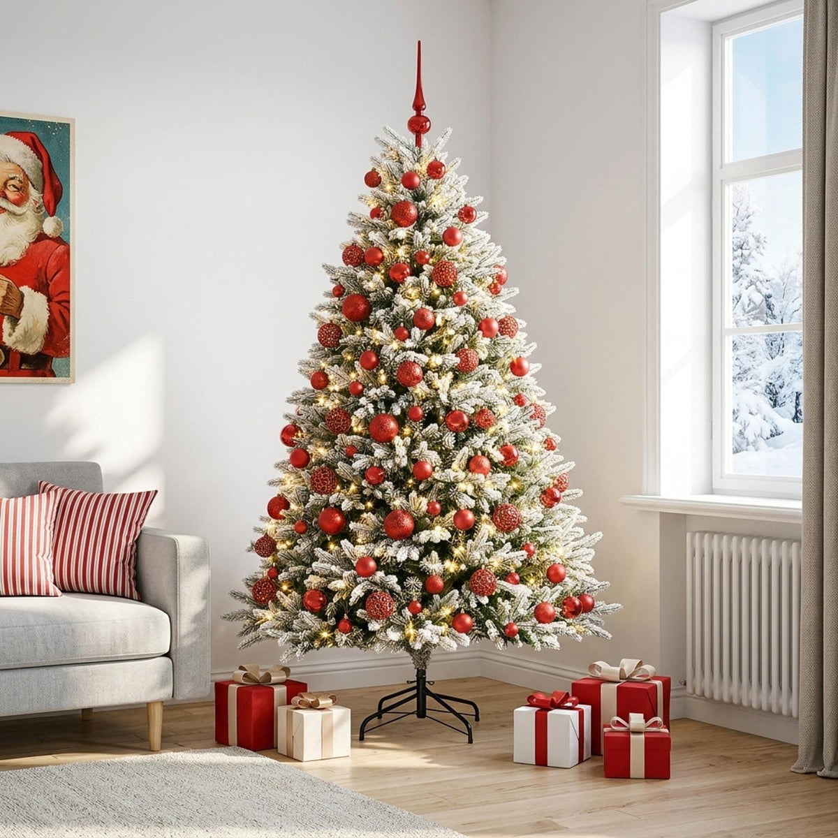 vidaXL Artificial Christmas Tree with Bauble 210 cm 300 LEDs 1
