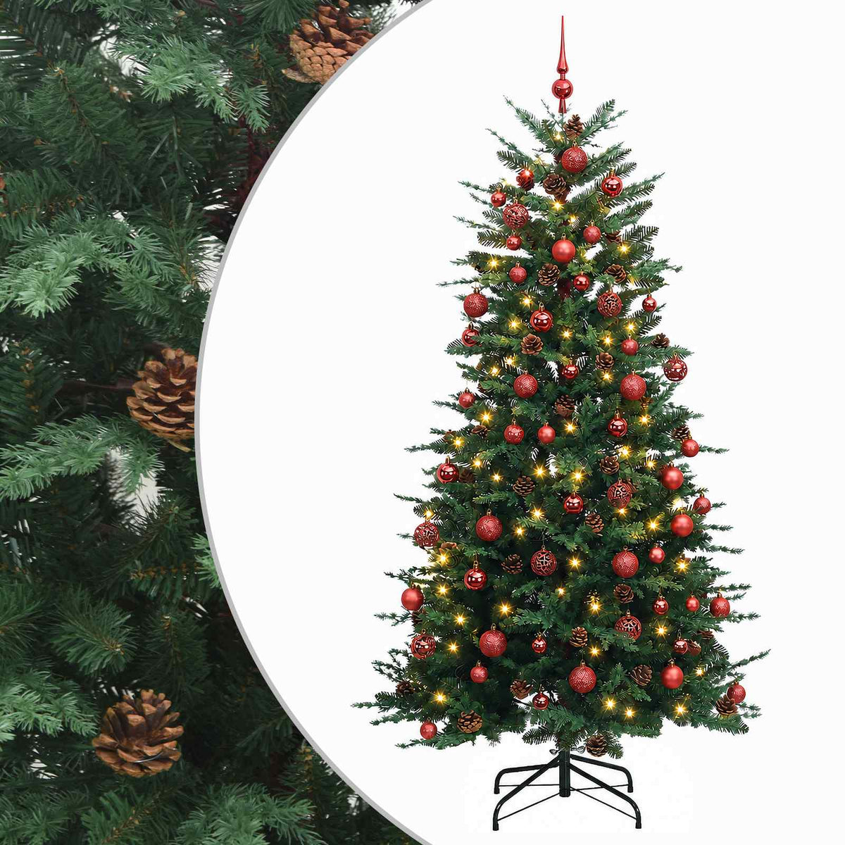 vidaXL Artificial Hinged Christmas Tree 180 cm 300 LEDs Warm White 2
