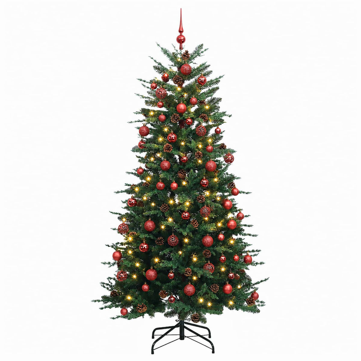 vidaXL Artificial Hinged Christmas Tree 180 cm 300 LEDs Warm White 4