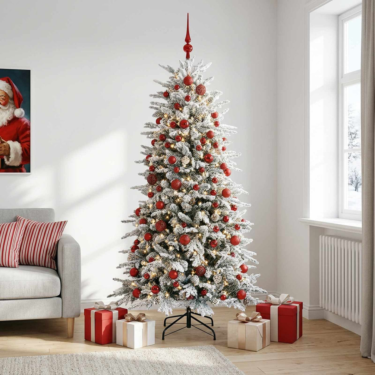 vidaXL Artificial Hinged Christmas Tree 180 cm 300 LEDs Warm White 3