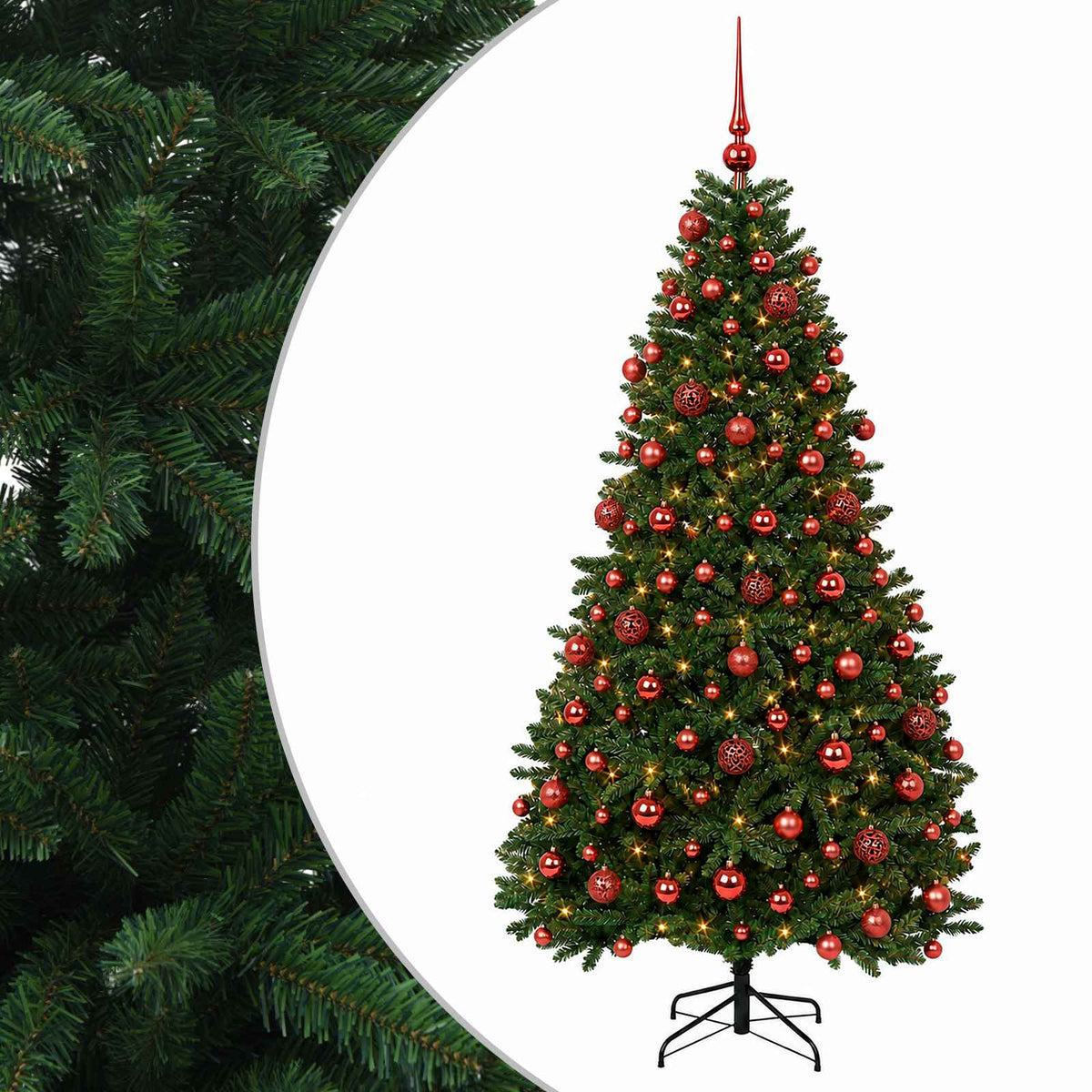 vidaXL Artificial Christmas Tree Mid-green with Bauble 210 cm 300 LEDs 2
