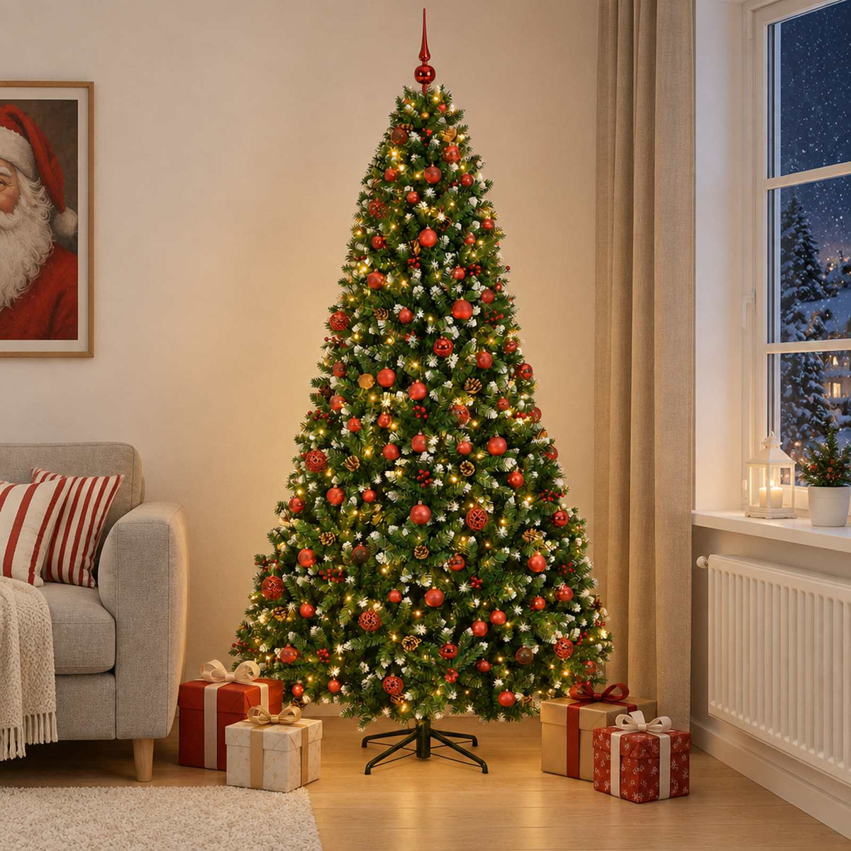 vidaXL Artificial Christmas Tree Green with Bauble 240 cm 300 LEDs 3