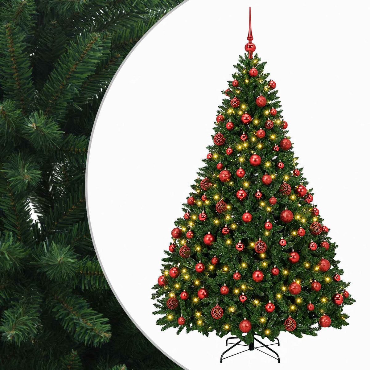 vidaXL Artificial Christmas Tree Mid-green with Bauble 180 cm 300 LEDs 2