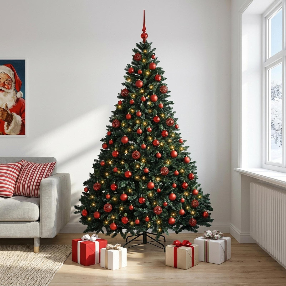 vidaXL Artificial Christmas Tree Dark Green with Bauble 240 cm 3
