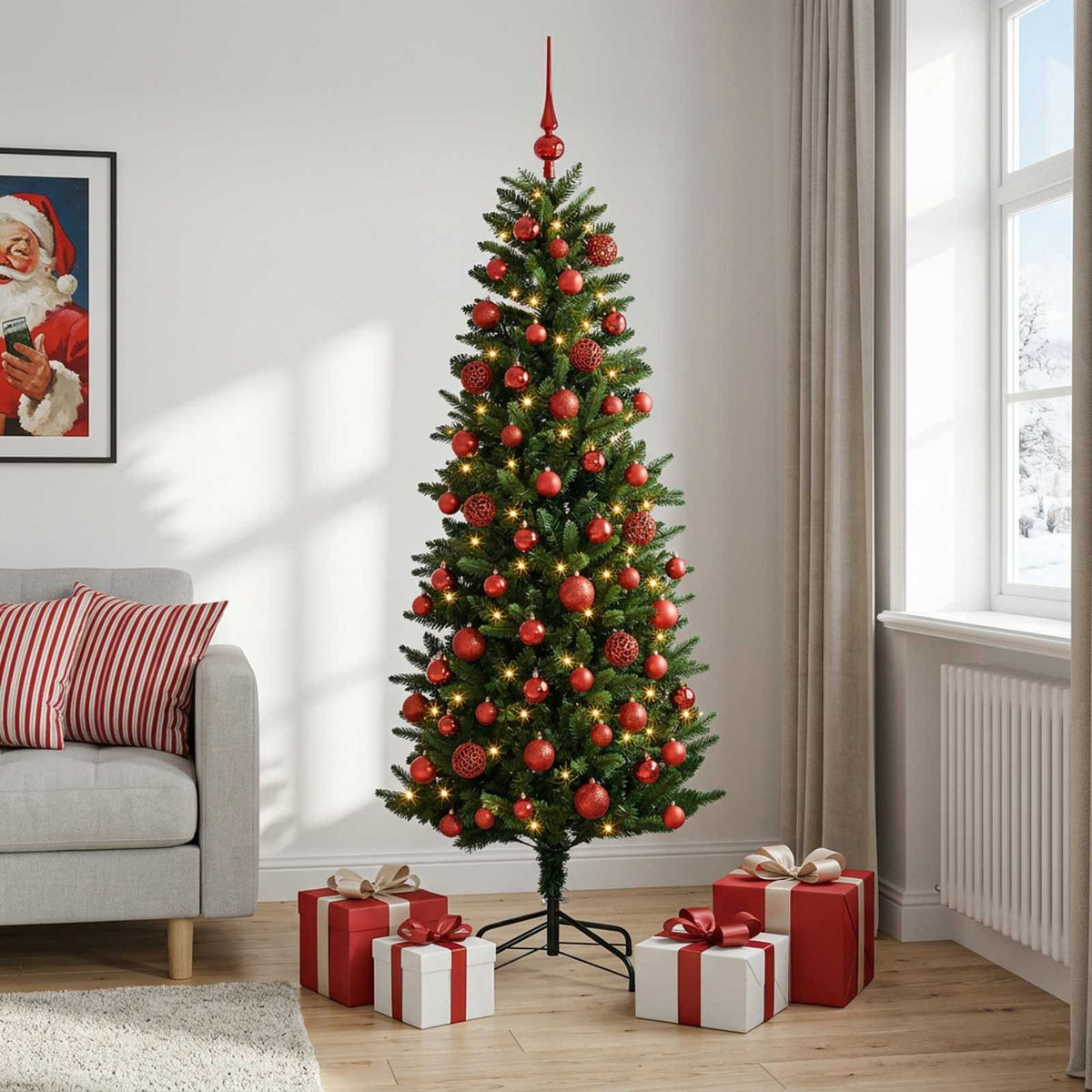 vidaXL Artificial Christmas Tree with Bauble 180 cm 300 LEDs 3