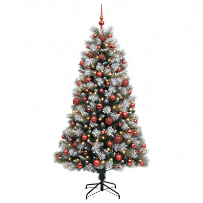 vidaXL Artificial Hinged Christmas Tree with Baubles 180 cm 300 LEDs 4