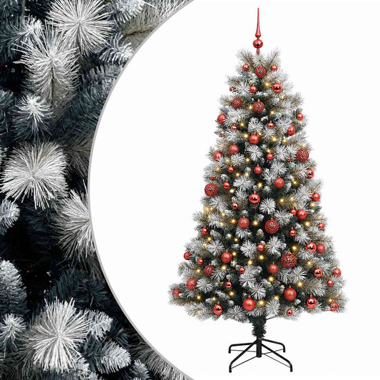 vidaXL Artificial Hinged Christmas Tree with Baubles 210 cm 300 LEDs 2