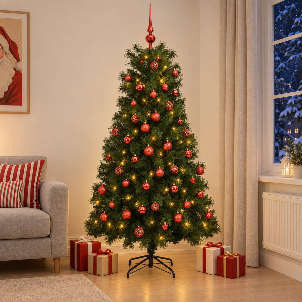 Artificial Hinged Christmas Tree Baubles LEDs