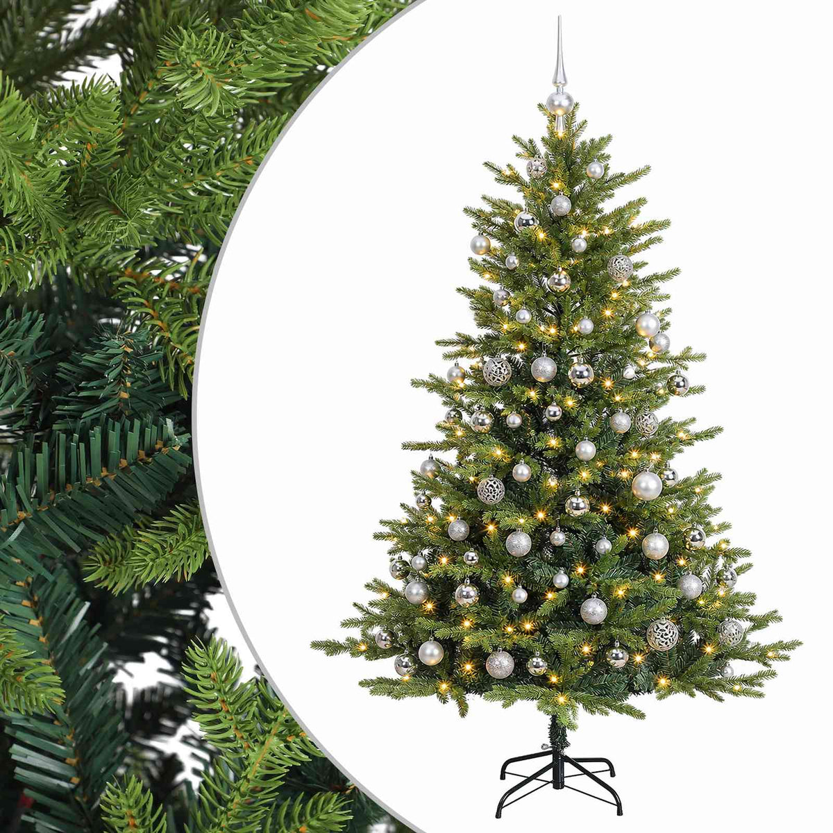 vidaXL Artificial Christmas Tree with Bauble 240 cm 300 LEDs 2