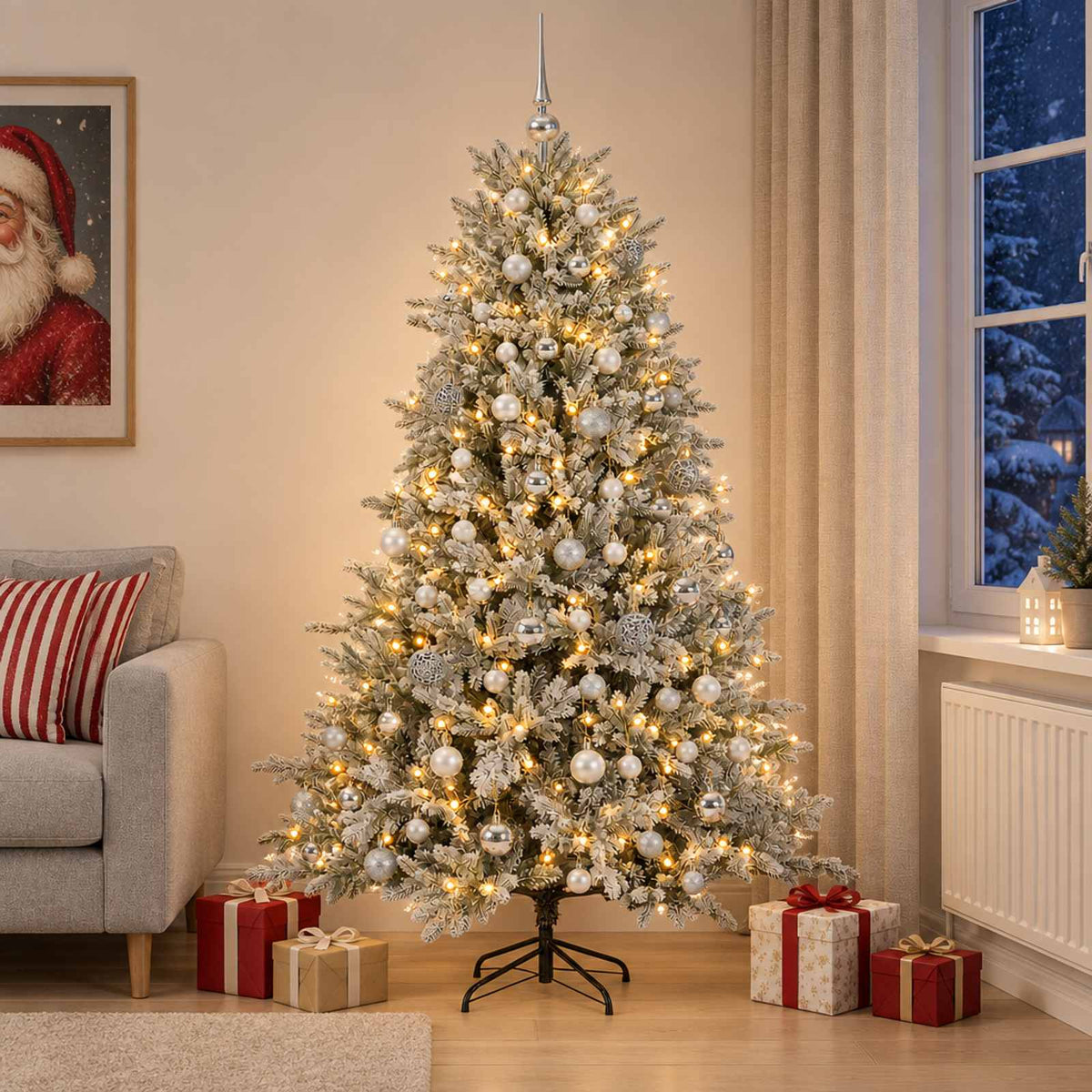 vidaXL Artificial Christmas Tree with Bauble 180 cm 300 LEDs 3