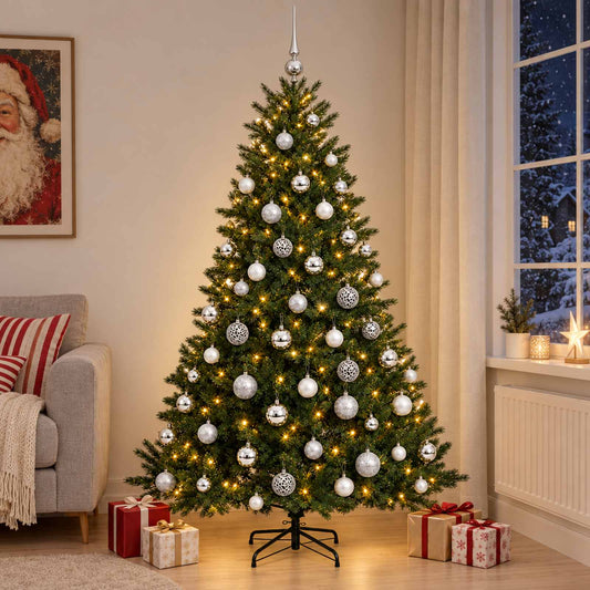 vidaXL Artificial Christmas Tree with Bauble 180 cm 300 LEDs 1