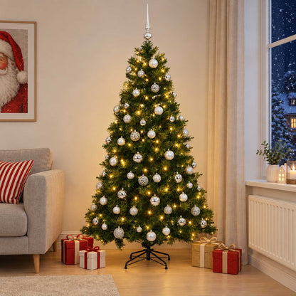vidaXL Artificial Christmas Tree with Bauble 240 cm 300 LEDs 1
