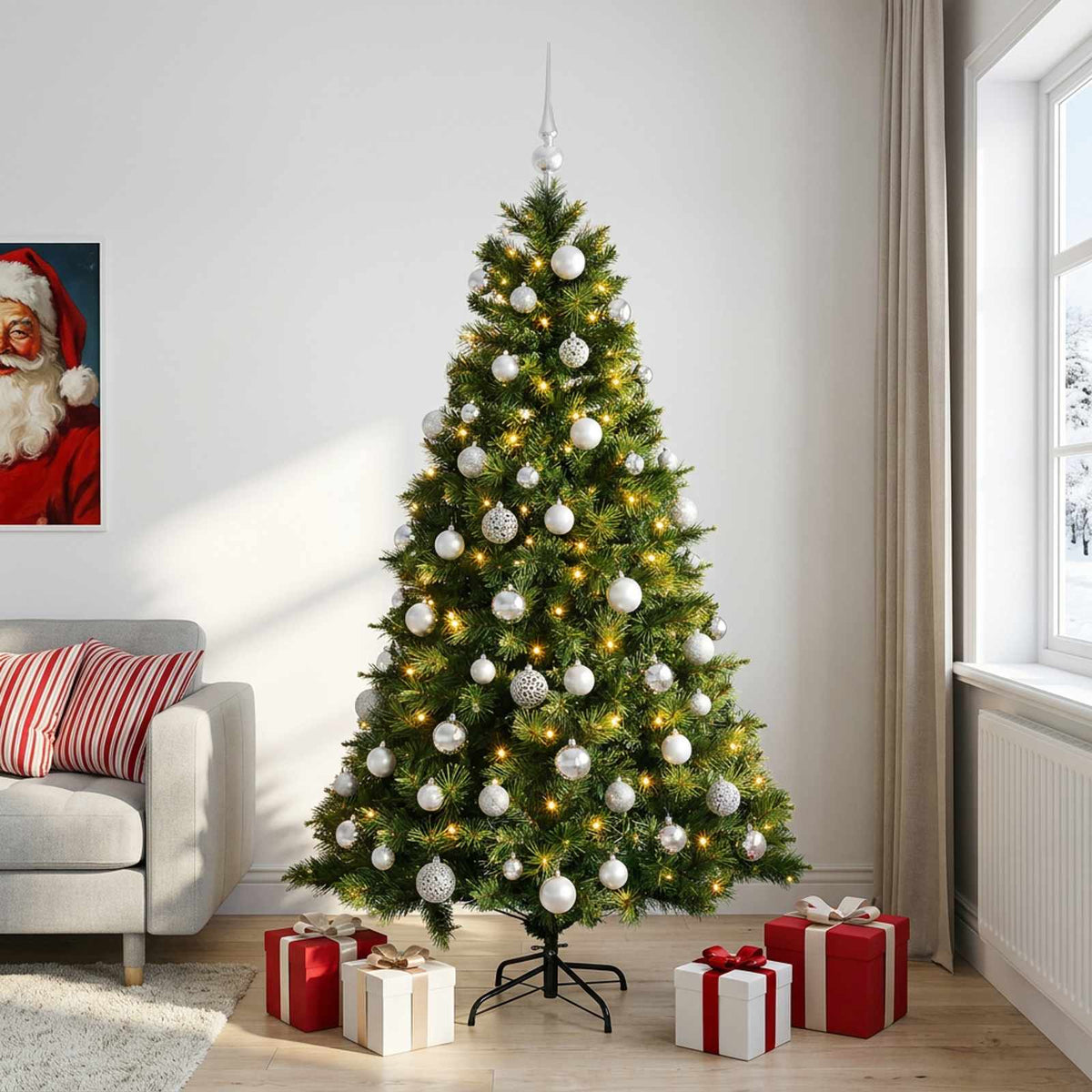 vidaXL Artificial Christmas Tree with Bauble 240 cm 300 LEDs 3