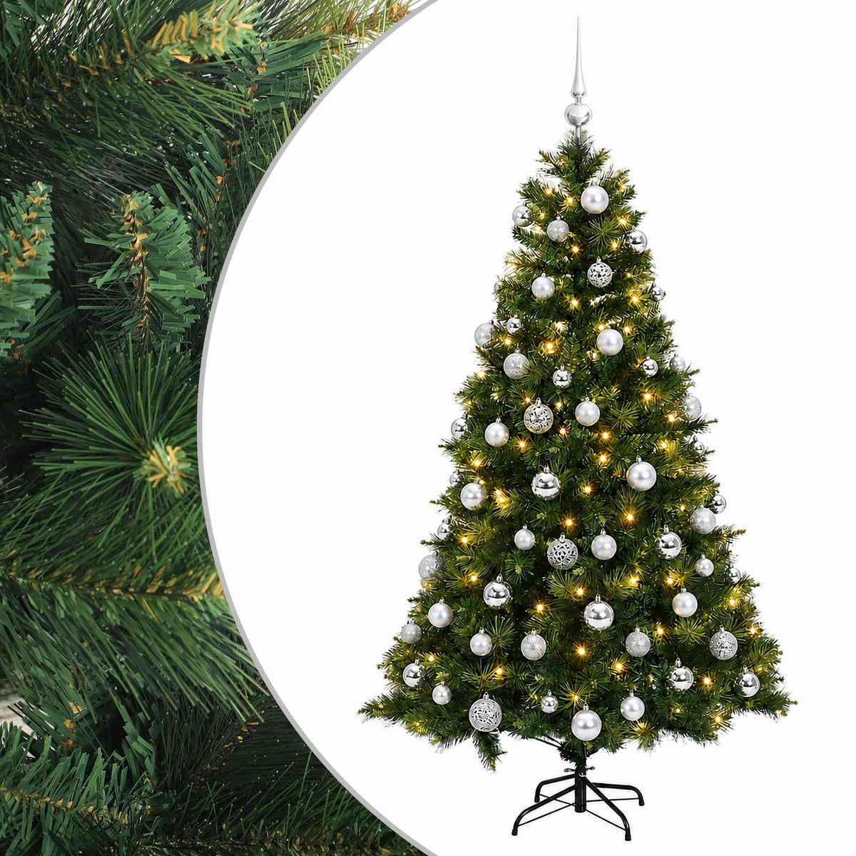 vidaXL Artificial Christmas Tree with Bauble 180 cm 300 LEDs 2