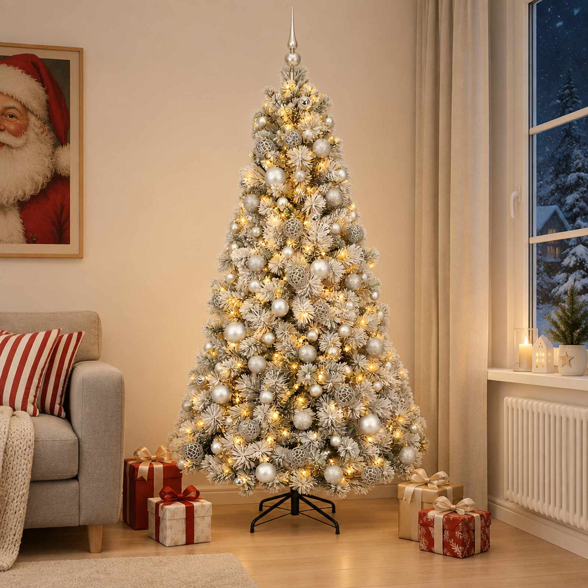 vidaXL Artificial Christmas Tree with Bauble 240 cm 300 LEDs 1