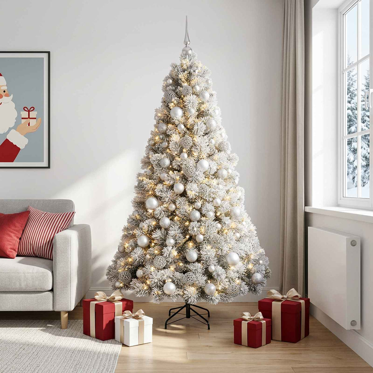 vidaXL Artificial Christmas Tree with Bauble 240 cm 300 LEDs 3