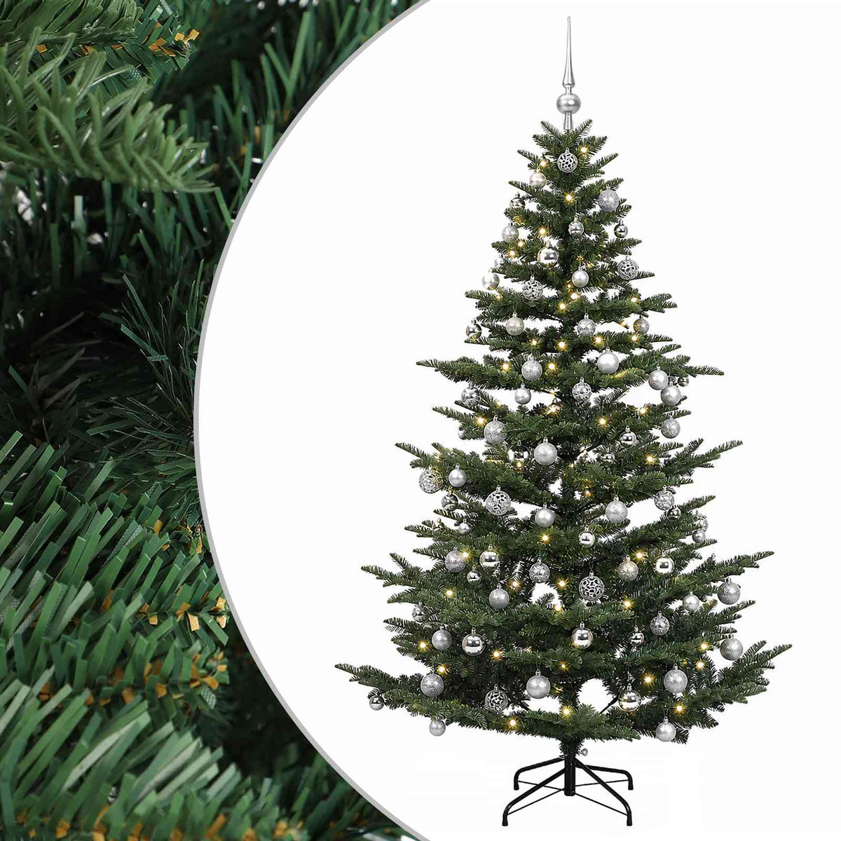 vidaXL Artificial Christmas Tree with Bauble 210 cm 300 LEDs 2