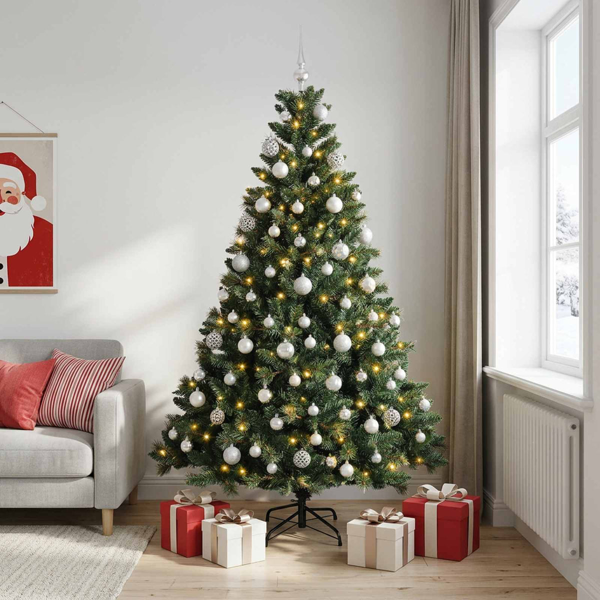 vidaXL Artificial Christmas Tree with Bauble 180 cm 300 LEDs 3