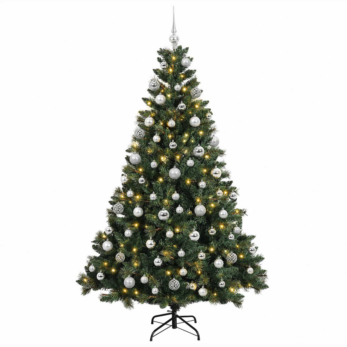 vidaXL Artificial Christmas Tree with Bauble 210 cm 300 LEDs 4