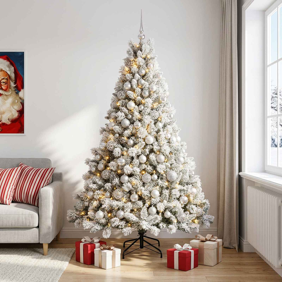 vidaXL Artificial Christmas Tree with Bauble 210 cm 300 LEDs 3