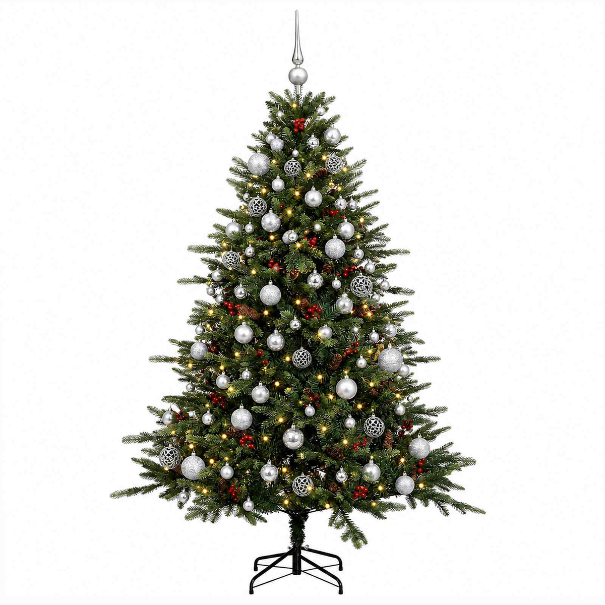 vidaXL Artificial Christmas Tree with Bauble 210 cm 300 LEDs 4