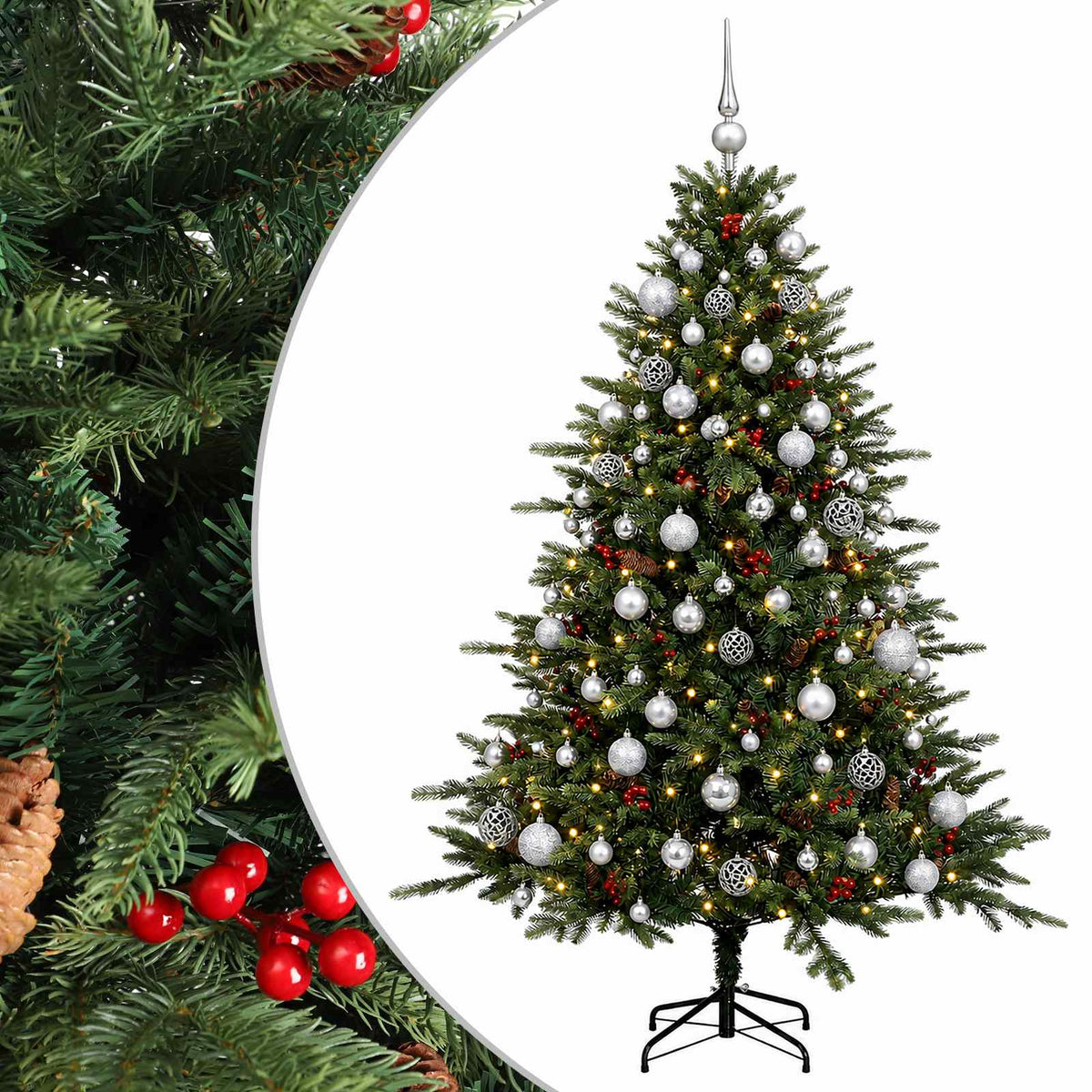 vidaXL Artificial Christmas Tree with Bauble 240 cm 300 LEDs 2