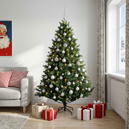 vidaXL Artificial Christmas Tree with Bauble 240 cm 300 LEDs 1