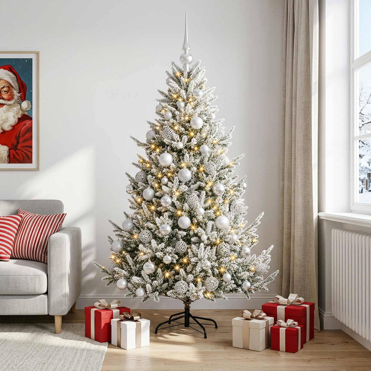 vidaXL Artificial Christmas Tree with Bauble 210 cm 300 LEDs 3