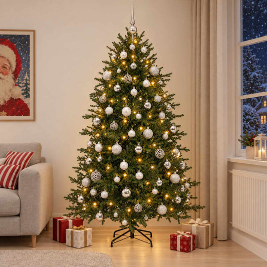 vidaXL Artificial Christmas Tree with Bauble 210 cm 300 LEDs 1