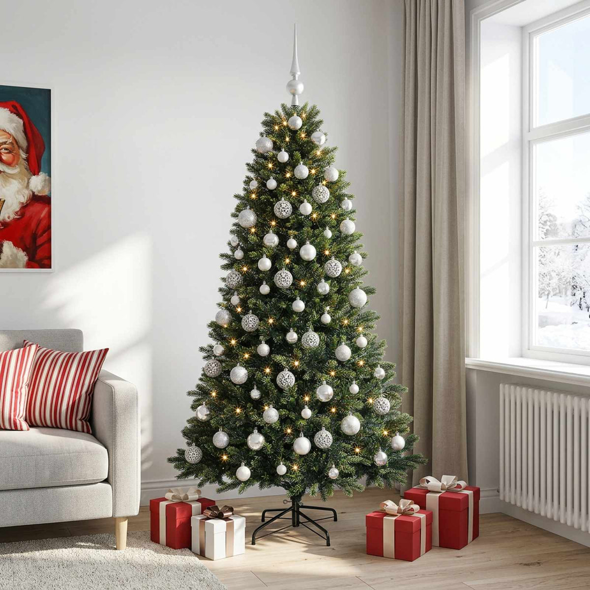 vidaXL Artificial Christmas Tree with Bauble 240 cm 300 LEDs 3