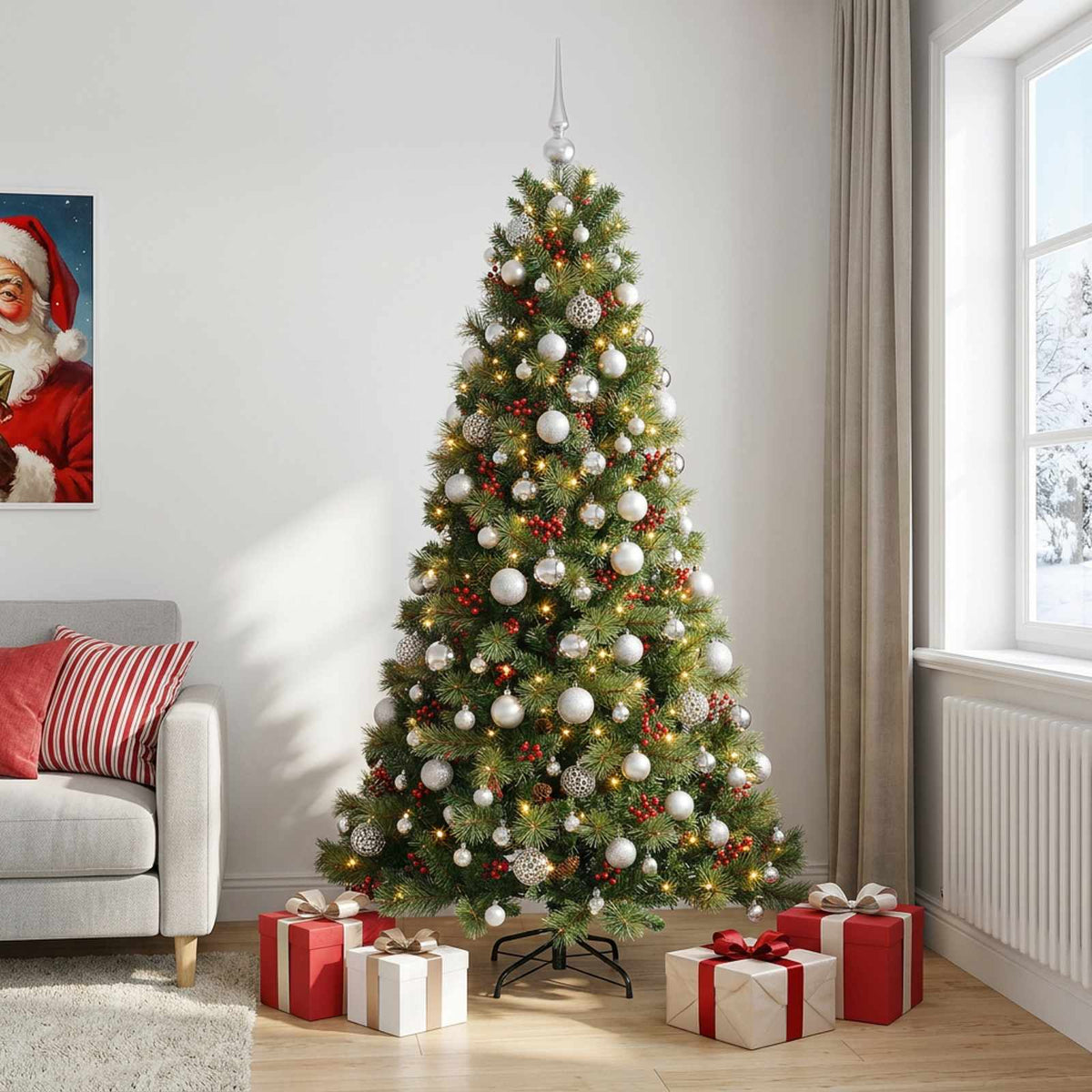 vidaXL Artificial Christmas Tree with Bauble 180 cm 300 LEDs 3