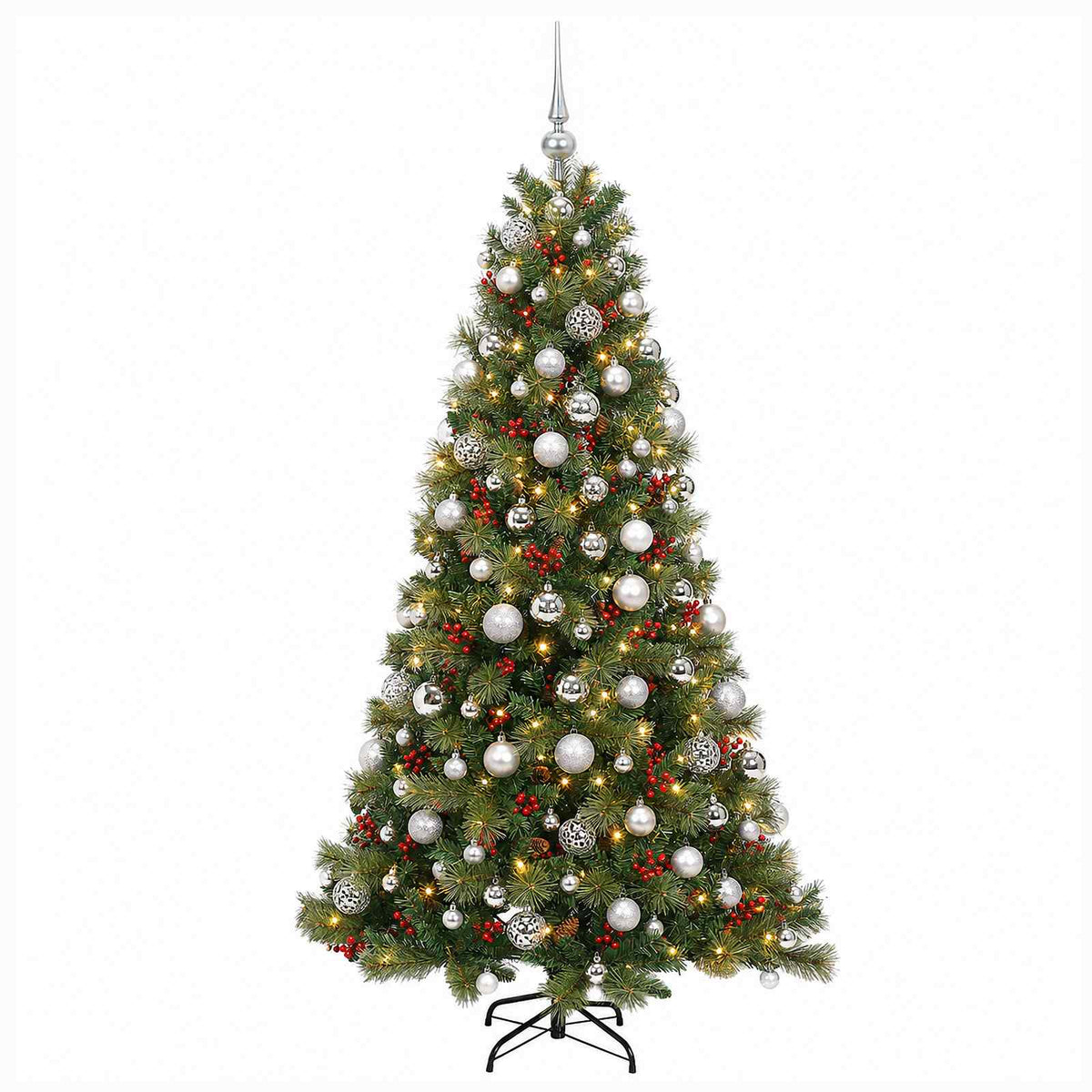 vidaXL Artificial Christmas Tree with Bauble 180 cm 300 LEDs 4