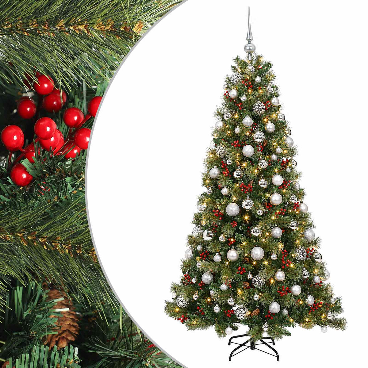 vidaXL Artificial Christmas Tree with Bauble 240 cm 300 LEDs 2