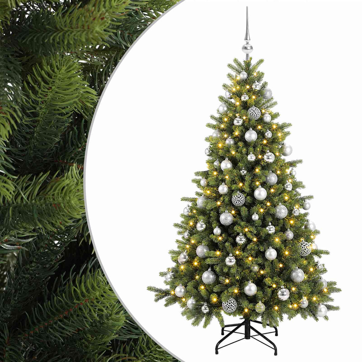 vidaXL Artificial Christmas Tree with Bauble 210 cm 300 LEDs 2