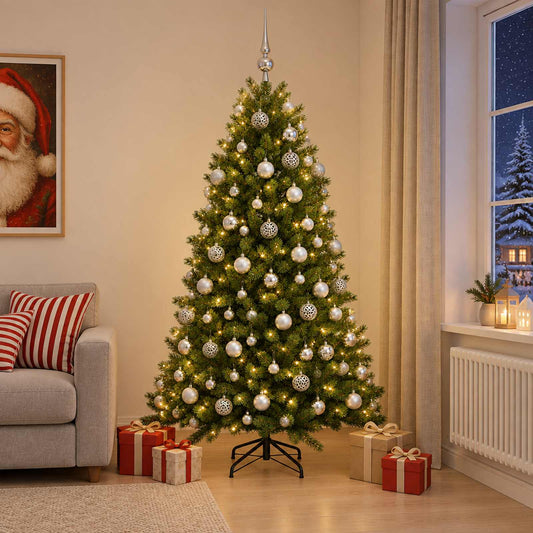 vidaXL Artificial Christmas Tree with Bauble 240 cm 300 LEDs 1