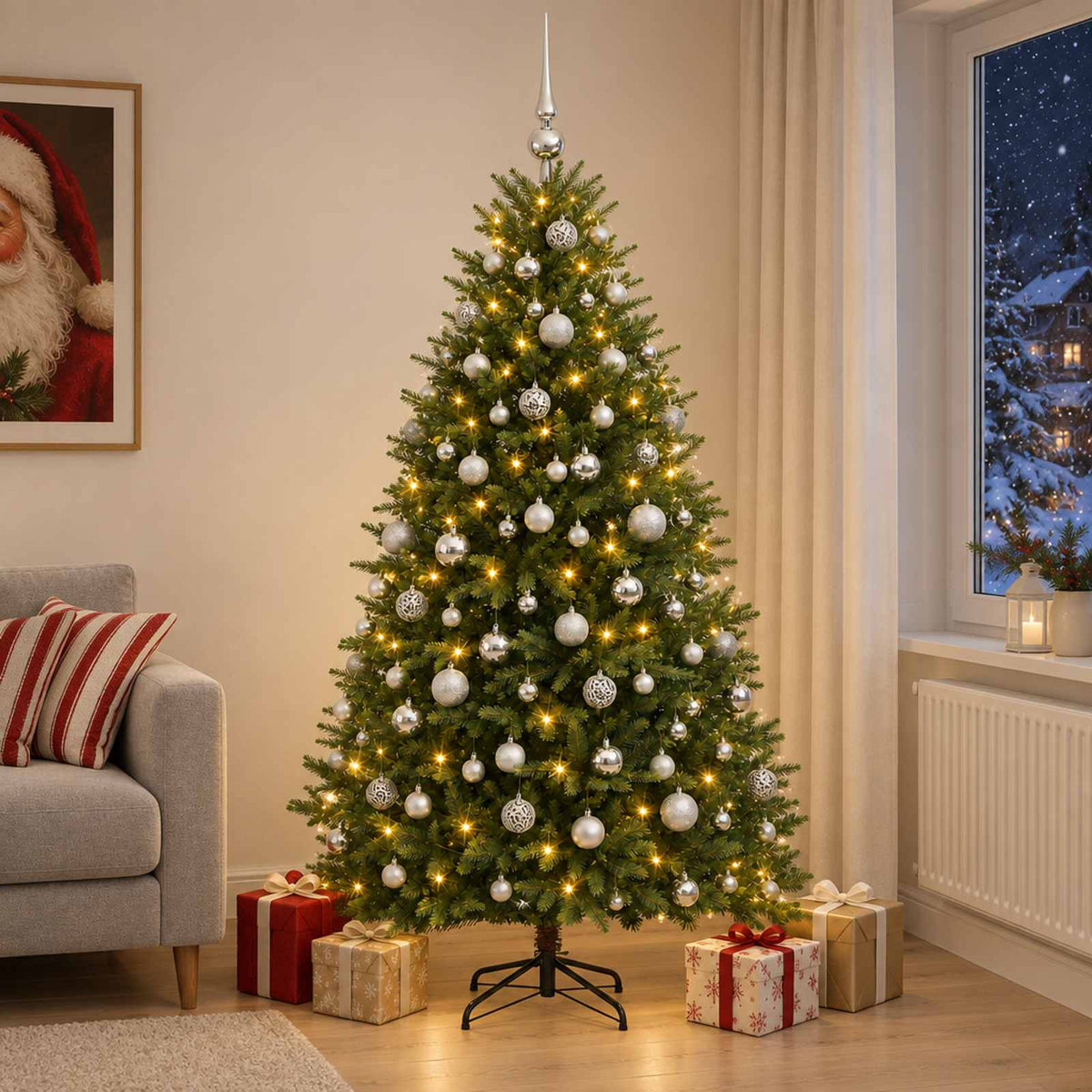 vidaXL Artificial Christmas Tree with Bauble 240 cm 300 LEDs 3