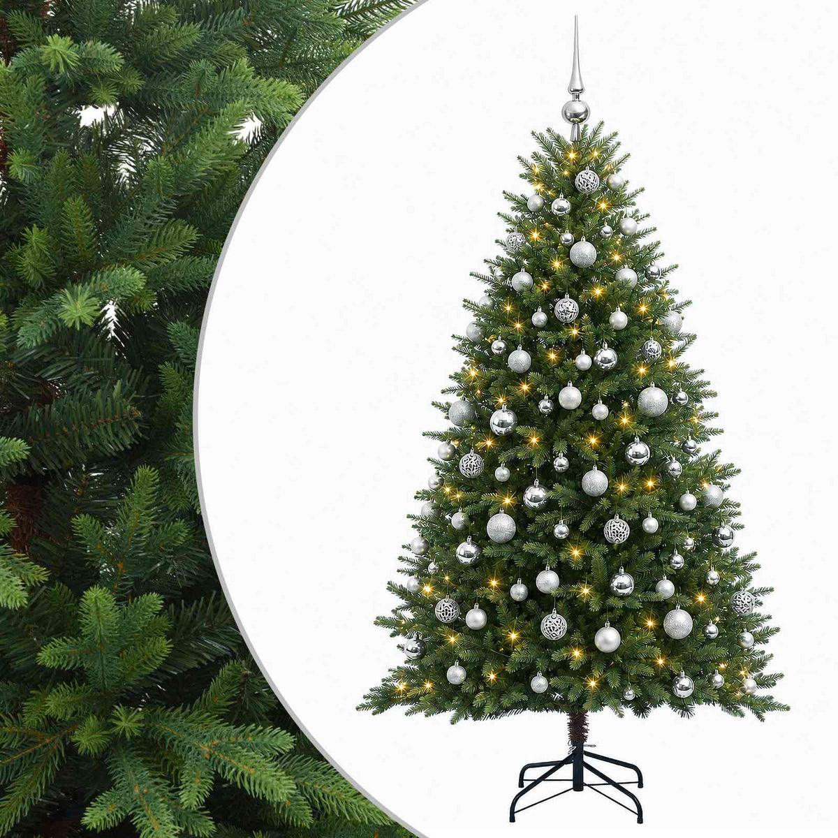 vidaXL Artificial Christmas Tree with Bauble 240 cm 300 LEDs 2
