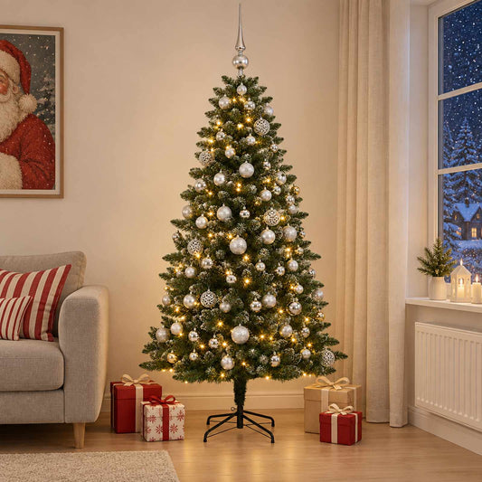 vidaXL Artificial Christmas Tree with Bauble 210 cm 300 LEDs 1