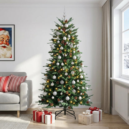 vidaXL Artificial Hinged Christmas Tree 240 cm 300 LEDs Warm White 3