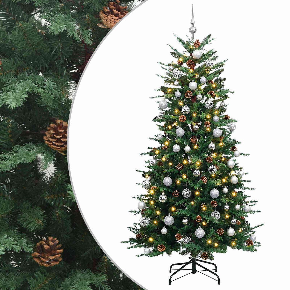 vidaXL Artificial Hinged Christmas Tree 240 cm 300 LEDs Warm White 2