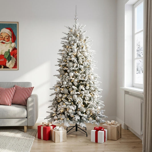 vidaXL Artificial Hinged Christmas Tree 180 cm 300 LEDs Warm White 1