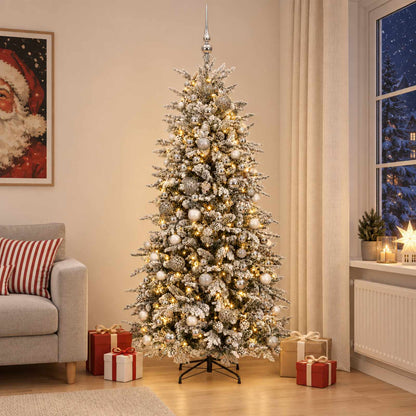 vidaXL Artificial Hinged Christmas Tree 240 cm 300 LEDs Warm White 3