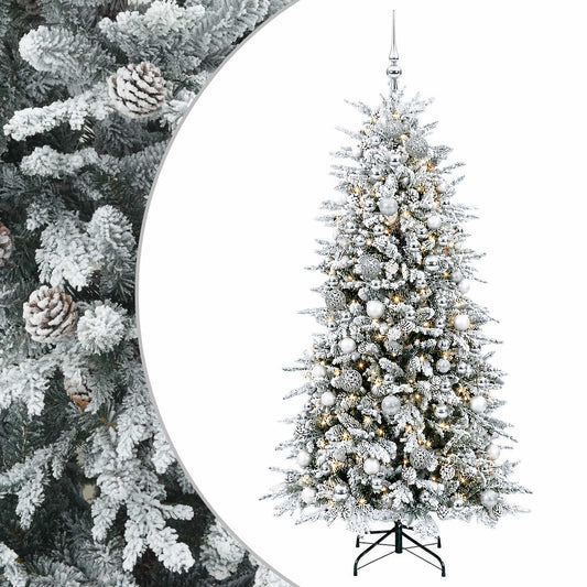 vidaXL Artificial Hinged Christmas Tree 180 cm 300 LEDs Warm White 2