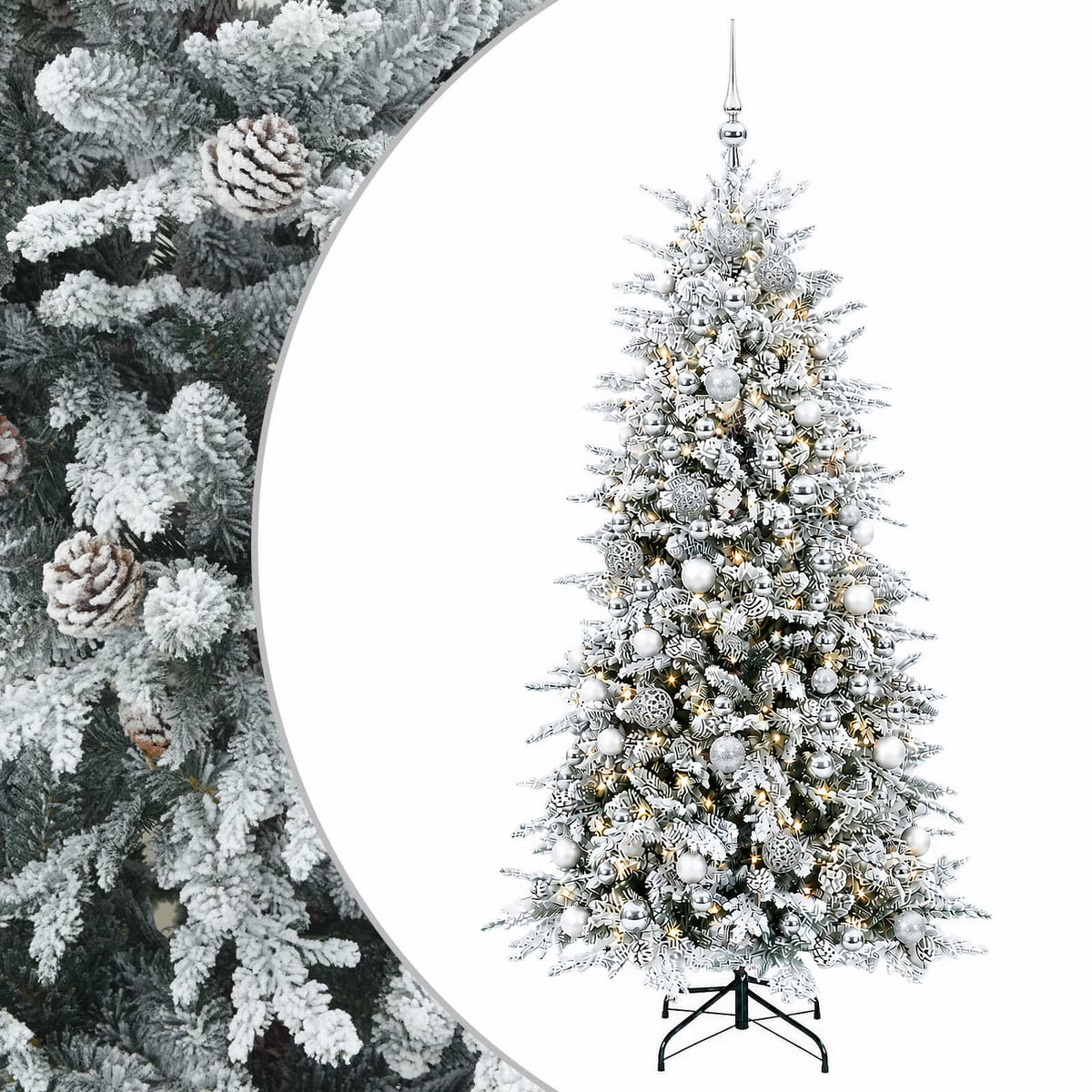vidaXL Artificial Hinged Christmas Tree 240 cm 300 LEDs Warm White 2