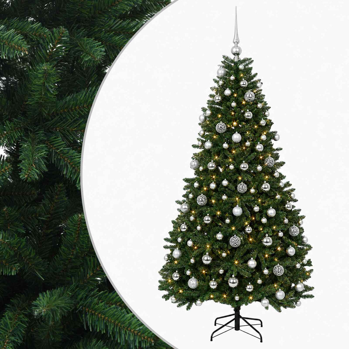 vidaXL Artificial Christmas Tree Mid-green with Bauble 210 cm 300 LEDs 2