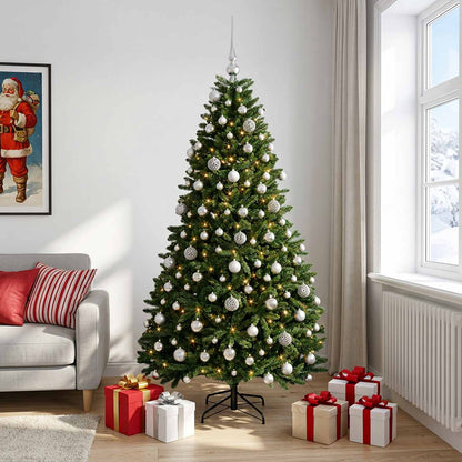 vidaXL Artificial Christmas Tree Mid-green with Bauble 210 cm 300 LEDs 3